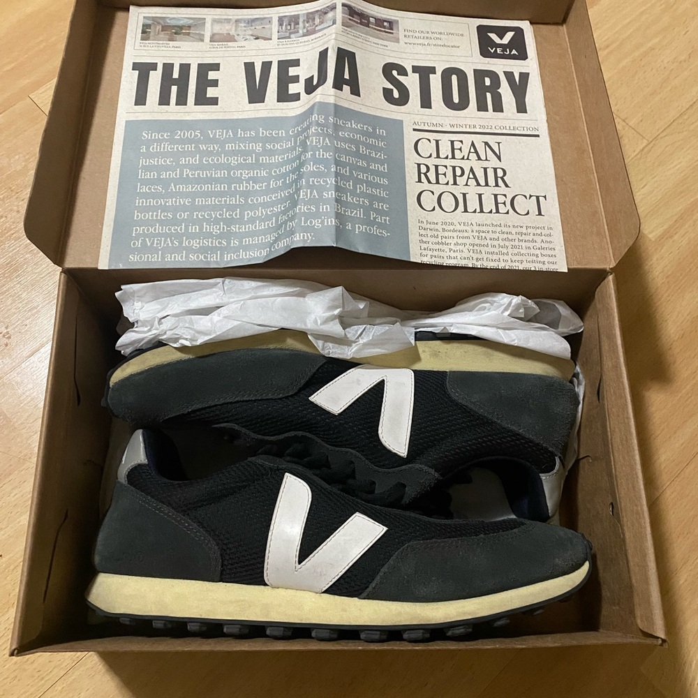Veja Rio Branco Sneakers Black White Oxford Grey US Size 11 - Picture 4 of 8